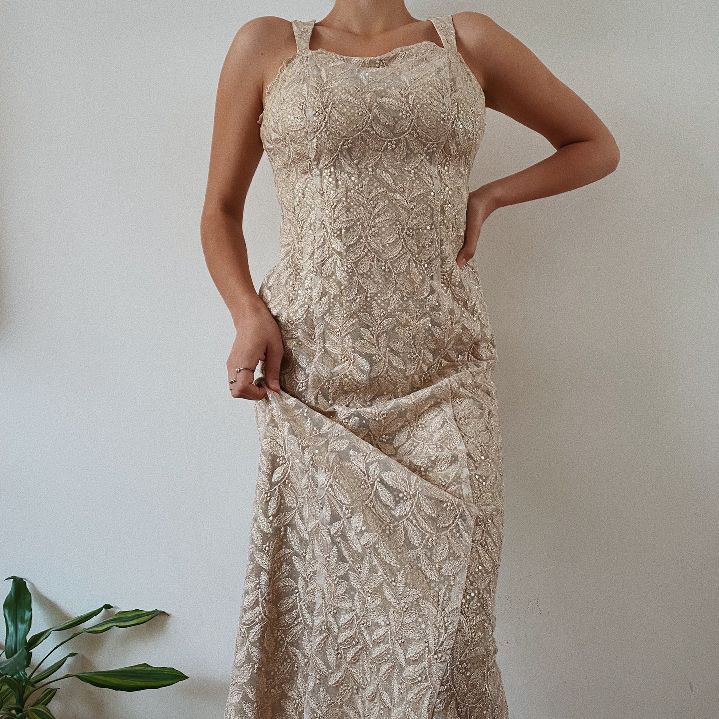 Vintage Golden Maxi Dress