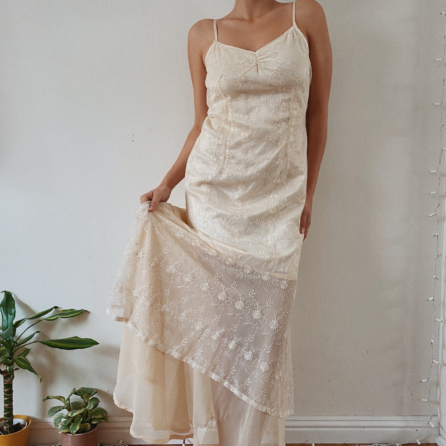 Cream Lace Vintage Gown