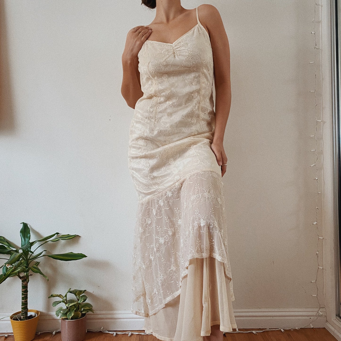 Cream Lace Vintage Gown