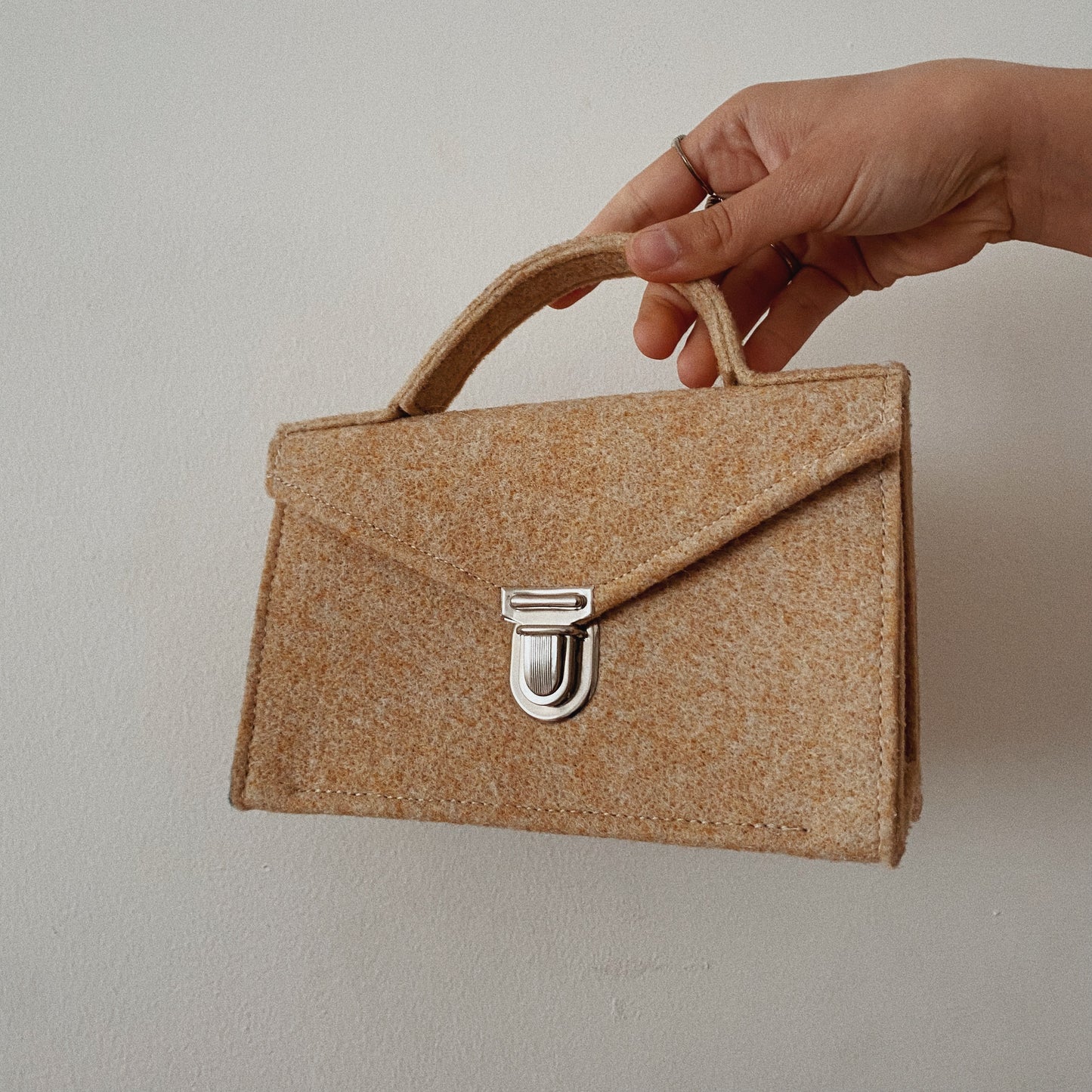 Wool Beige Mini Vintage Purse