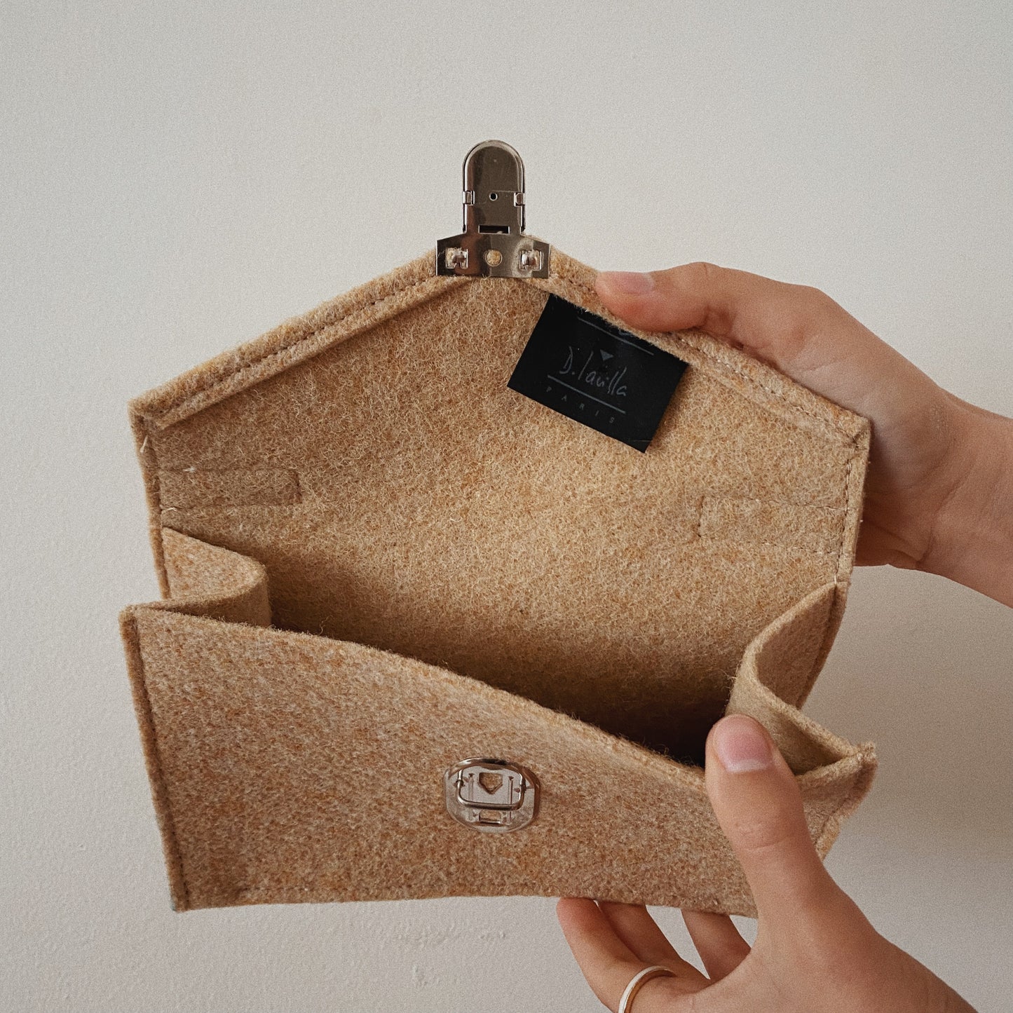 Wool Beige Mini Vintage Purse