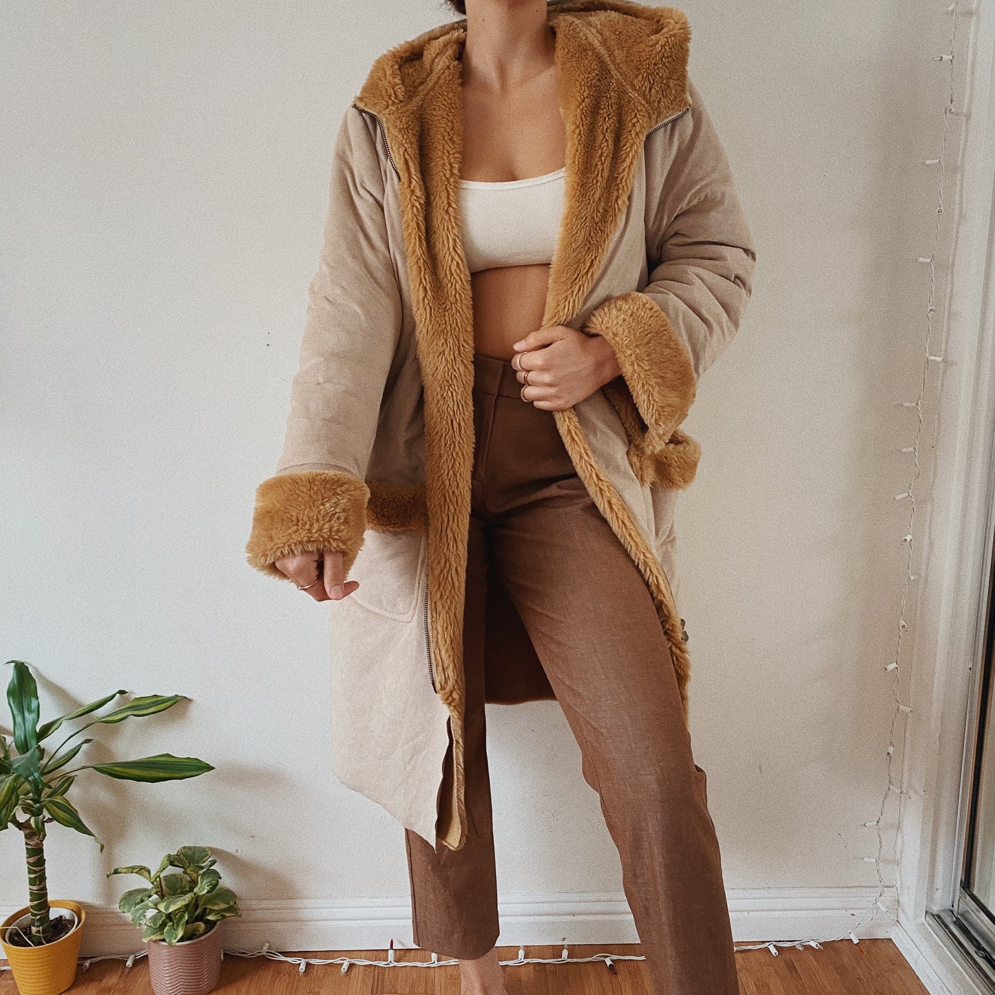 Beige Teddy Oversized Coat