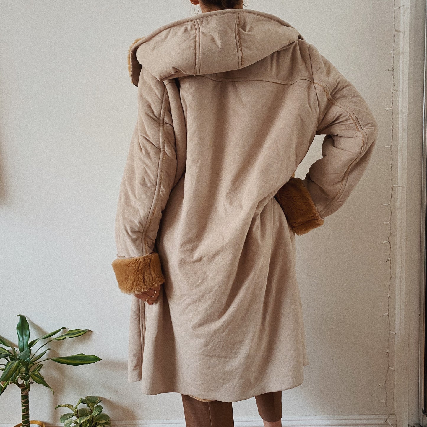 Beige Teddy Oversized Coat