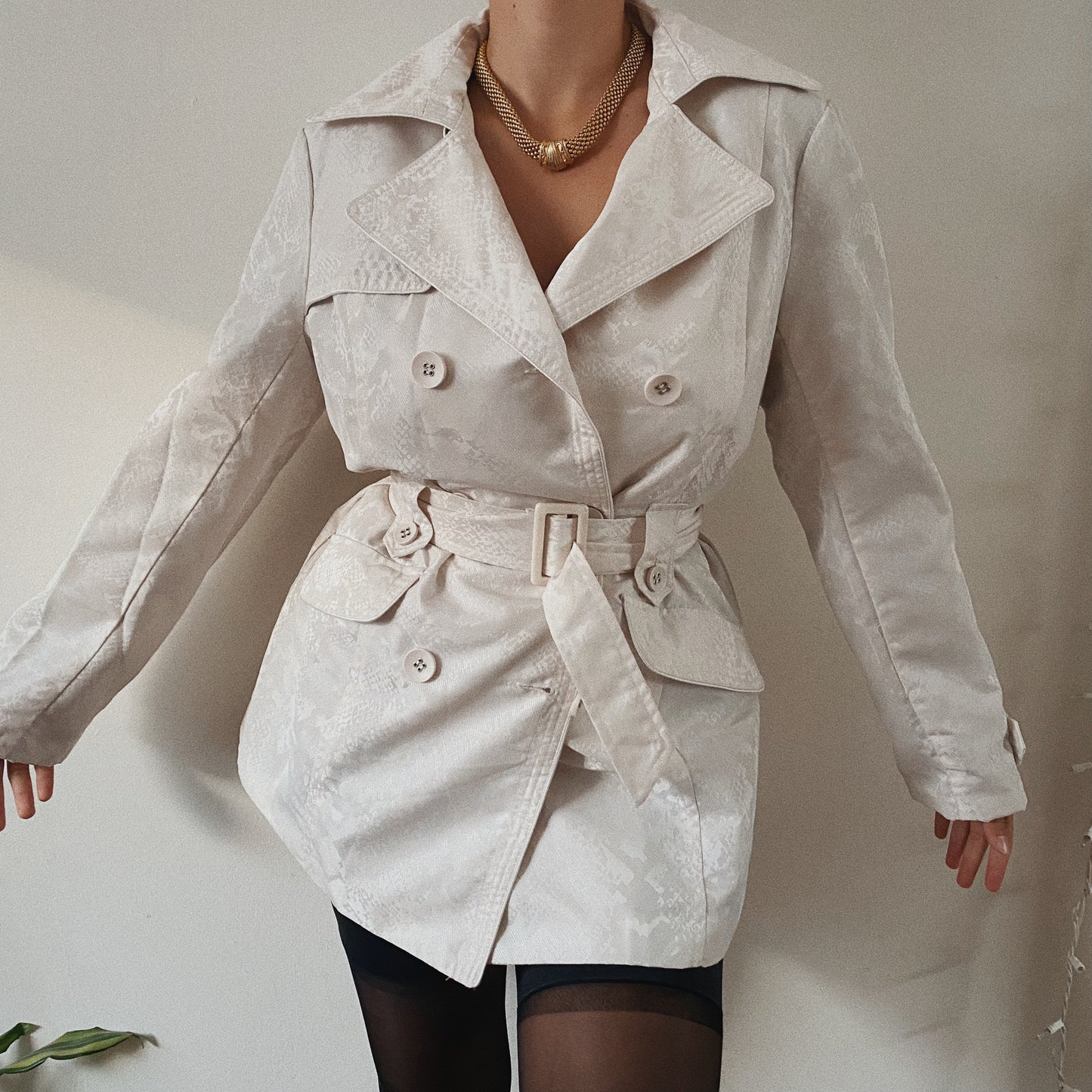 French Designer Vintage Belted Trench Coat