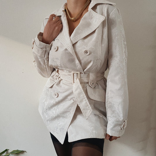 French Designer Vintage Belted Trench Coat