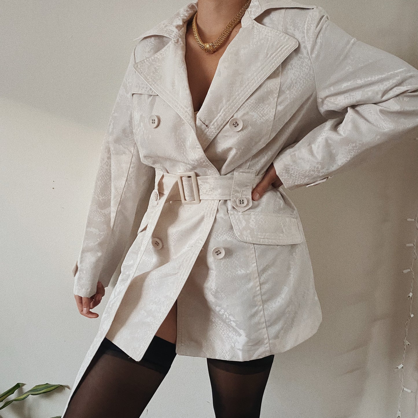 French Designer Vintage Belted Trench Coat