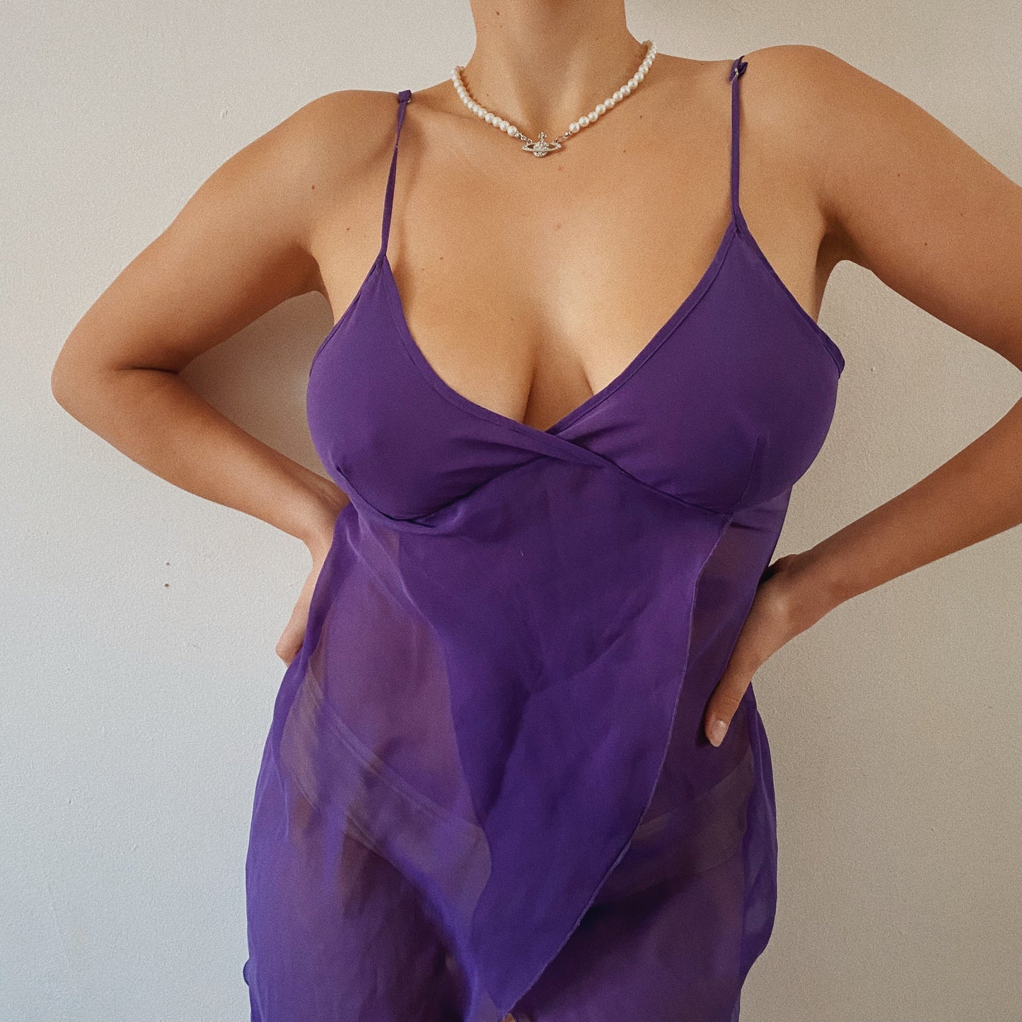 Purple Lace Vintage Slip Dress